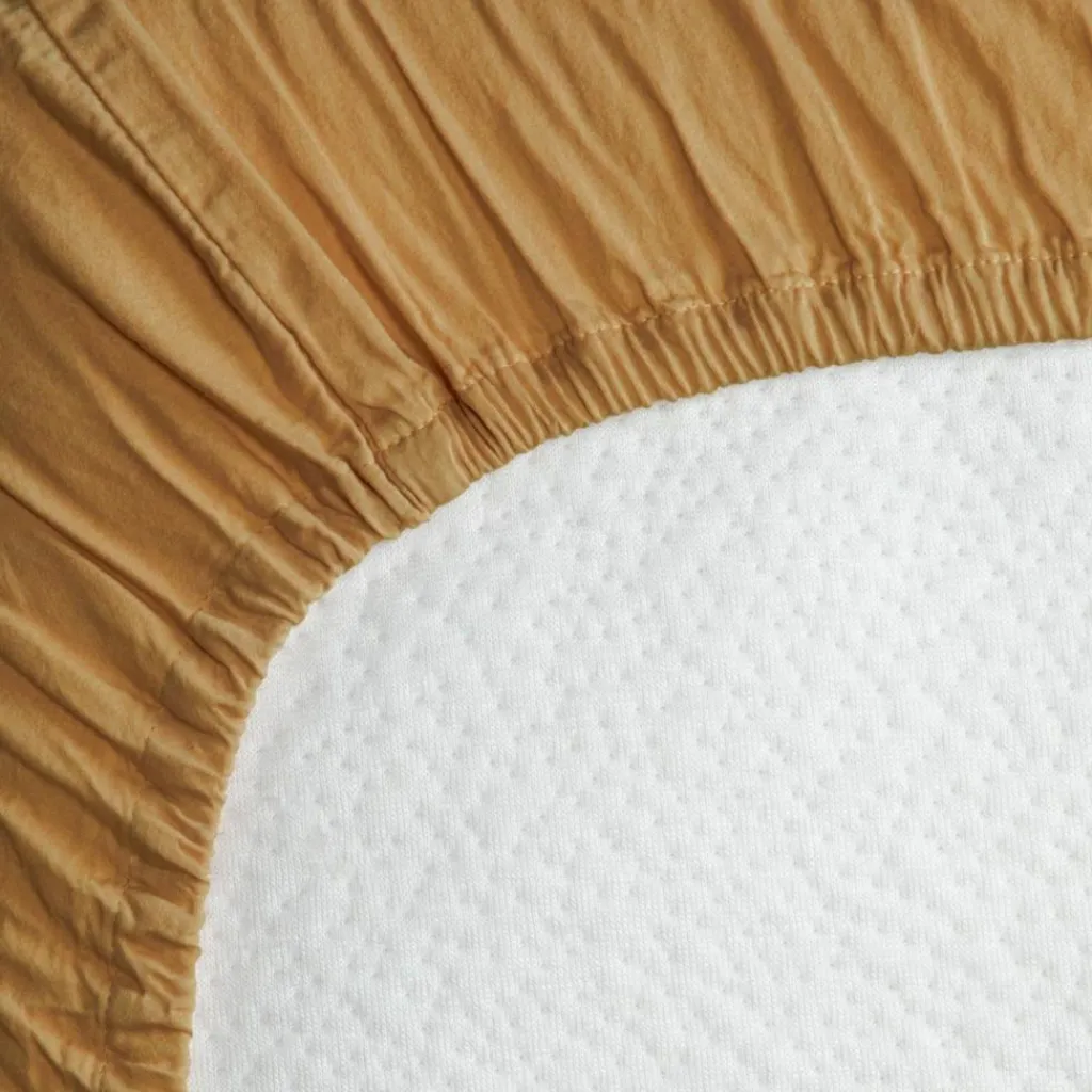 Kadolis Drap housse satin de coton bio Ambre (60 x 120 cm)