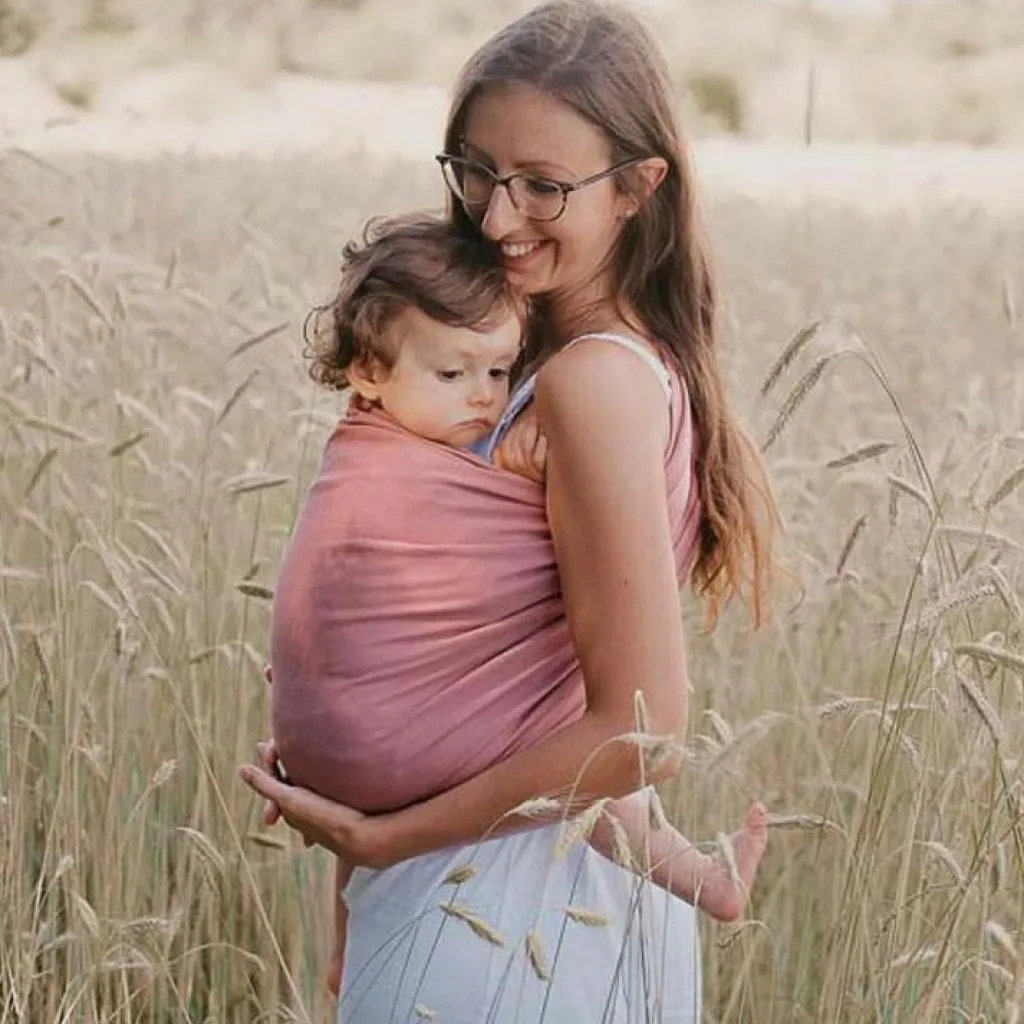 NéoBulle Echarpe de portage Sling sans noeud tissé en coton bio terracotta