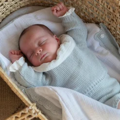 Pasito a pasito Ensemble 3 pièces en tricot bleu (0-1 mois)