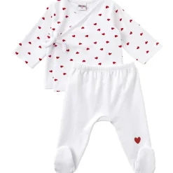 Clearance Ensemble cache-coeur + pantalon à pied Mon petit coeur (1 mois) Layette Bébé