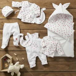 Clearance Ensemble cache-coeur + pantalon à pied Mon petit coeur (1 mois) Layette Bébé