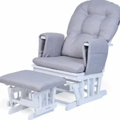 Childhome Fauteuil d'allaitement en hêtre Canva gris et repose pieds