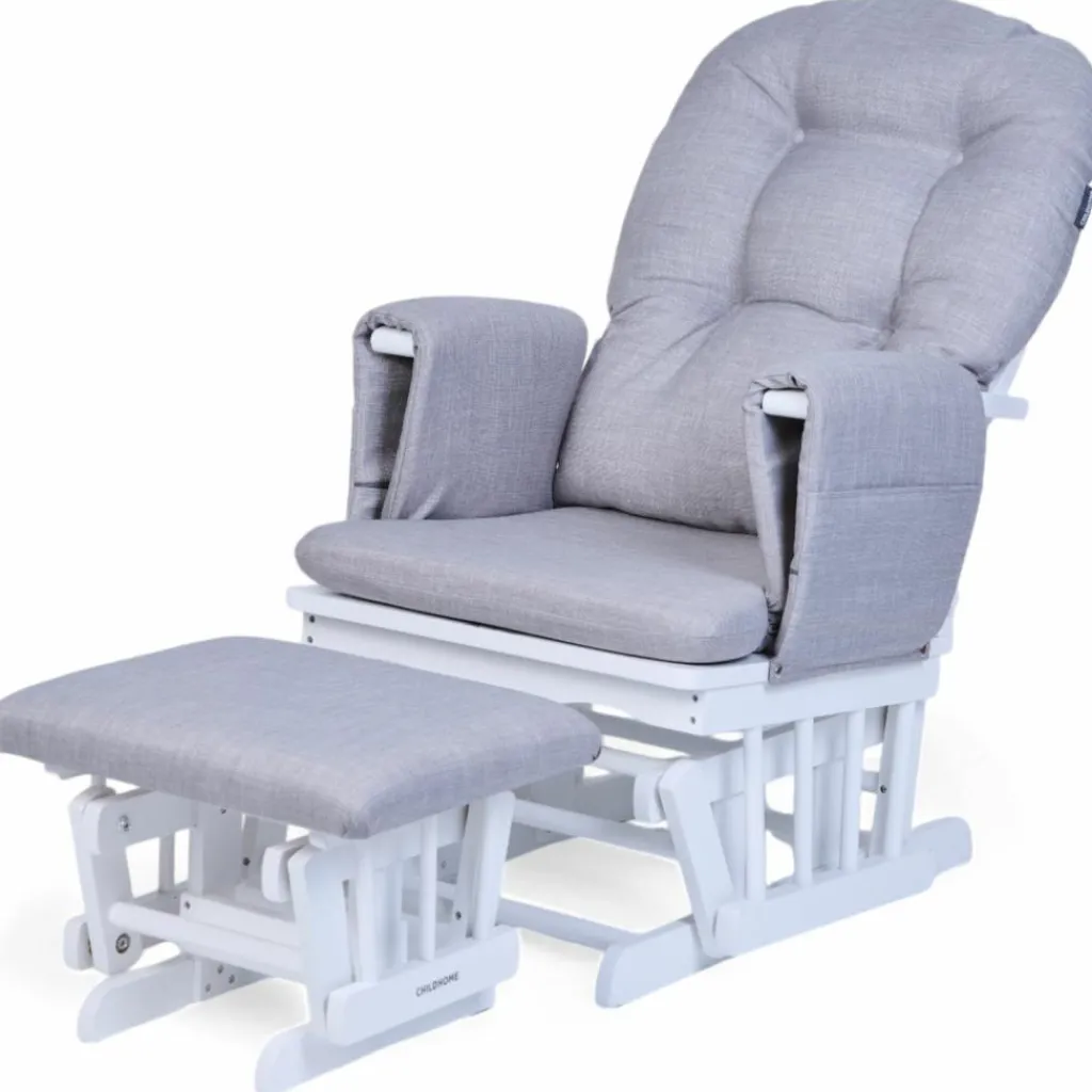 Childhome Fauteuil d'allaitement en hêtre Canva gris et repose pieds