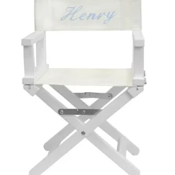 Fauteuil metteur en scène bleu clair pieds blancs (personnalisable) Fauteuil / Pouf