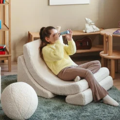 Online Fauteuil Moon Cream White molletonné Fauteuil / Pouf