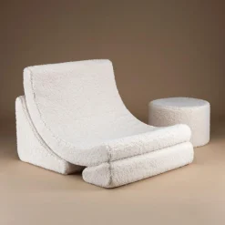 Online Fauteuil Moon Cream White molletonné Fauteuil / Pouf