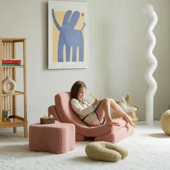 New Fauteuil Moon Guava Pink molletonné Fauteuil / Pouf