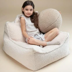 Outlet Fauteuil pouf Cream White molletonné Fauteuil / Pouf
