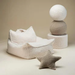 Outlet Fauteuil pouf Cream White molletonné Fauteuil / Pouf