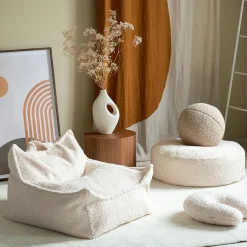 Outlet Fauteuil pouf Cream White molletonné Fauteuil / Pouf