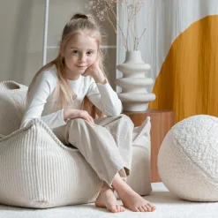Wigiwama Fauteuil pouf Marshmallow velours côtelé