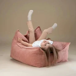 Wigiwama Fauteuil pouf Pink Mousse velours côtelé