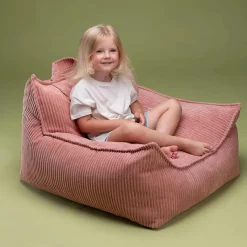 Wigiwama Fauteuil pouf Pink Mousse velours côtelé
