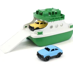 Green Toys Ferry vert et 2 petites voitures