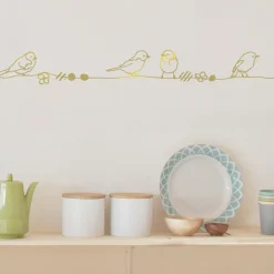 Online Frise murale Perles et Oiseaux Gold (5 m) Stickers Muraux
