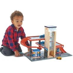 Sale Garage et station de service Blue Bird en bois Petites Voitures, Véhicules Et Circuits