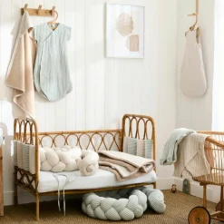 BB & Co Gigoteuse ouatinée en gaze de coton beige rayé galet (0-6 mois)