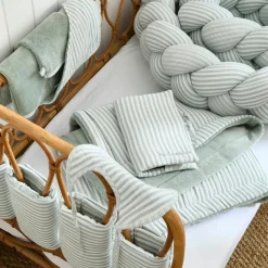 Sale Gigoteuse ouatinée en gaze de coton rayé vert de gris (0-6 mois) Gigoteuse Hiver