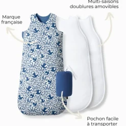 Les petites billes Gigoteuse réversible 4 saisons oiseaux 0-6 mois