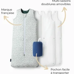 Les petites billes Gigoteuse réversible 4 saisons verte écureuils 18-36 mois