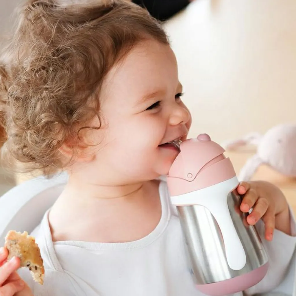 Gourde à paille en inox Old pink (250 ml) Enfant Gourde Enfant