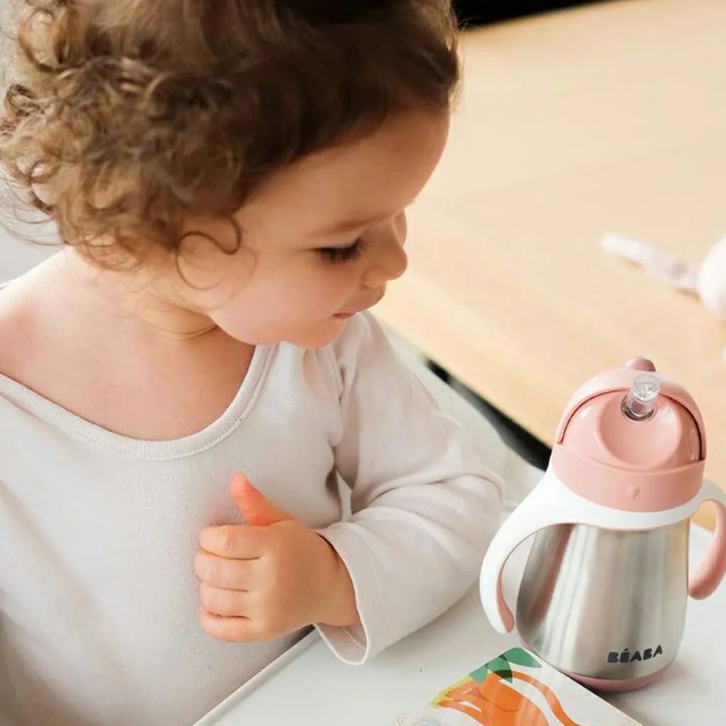 Gourde à paille en inox Old pink (250 ml) Enfant Gourde Enfant