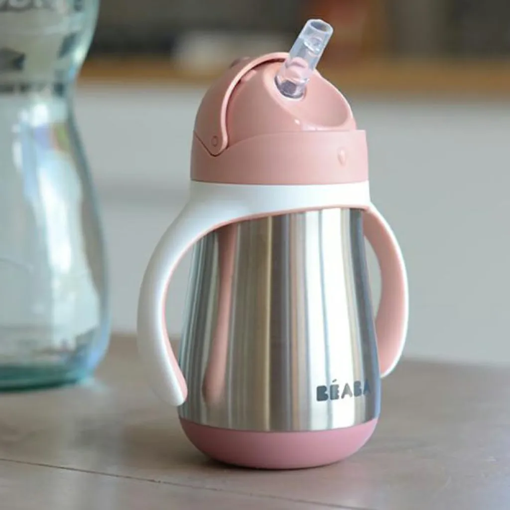 Gourde à paille en inox Old pink (250 ml) Enfant Gourde Enfant
