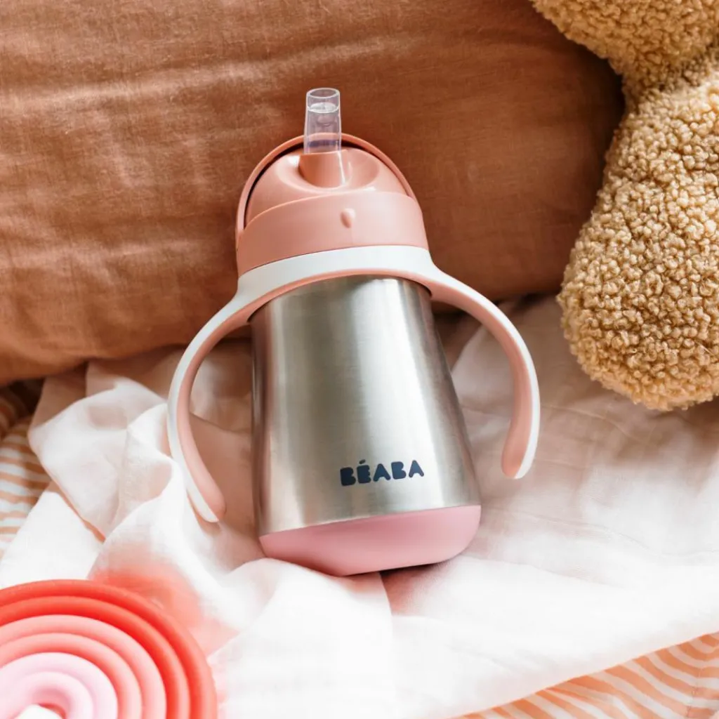 Gourde à paille en inox Old pink (250 ml) Enfant Gourde Enfant