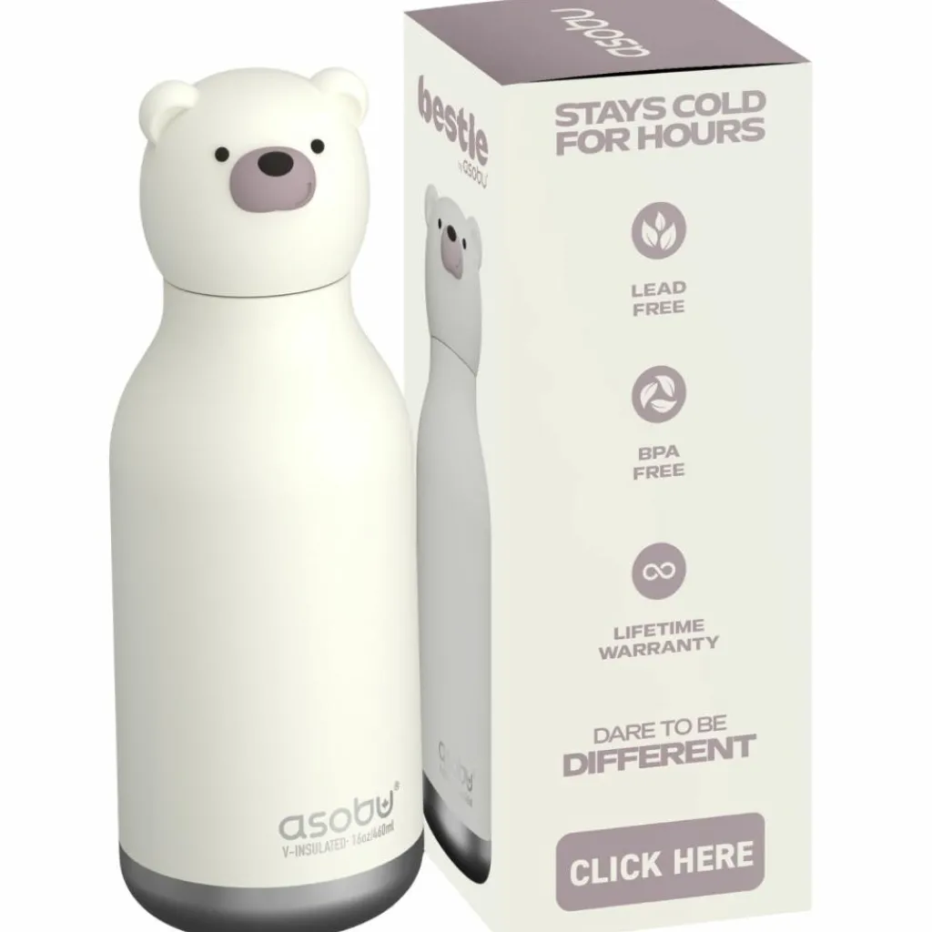 Enfant Asobu Gourde isotherme Bestie Ours Blanc (460 ml)