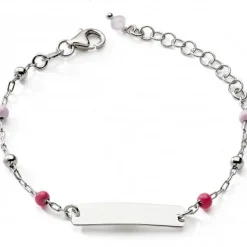 Hot Gourmette Boules roses 12 + 2,5 cm (argent) Enfant Gourmette Bébé / Enfant