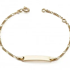 Enfant Baby bijoux Gourmette plaque rectangulaire 12 + 2,5 cm (or jaune 375°)