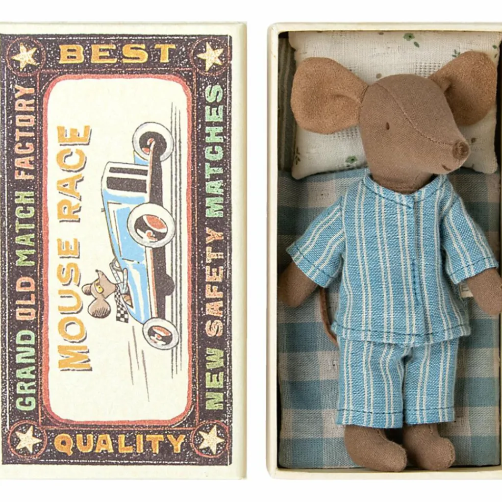 Maileg Grand frère Souris bleue dans sa boîte assortie