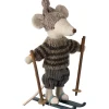 Sale Grand frère Souris en hiver sur ses skis Gris Figurines De Jeu