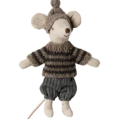 Sale Grand frère Souris en hiver sur ses skis Gris Figurines De Jeu