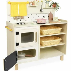 Enfant Janod Grande cuisine équipée en bois Mamie Soleil (16 pièces)