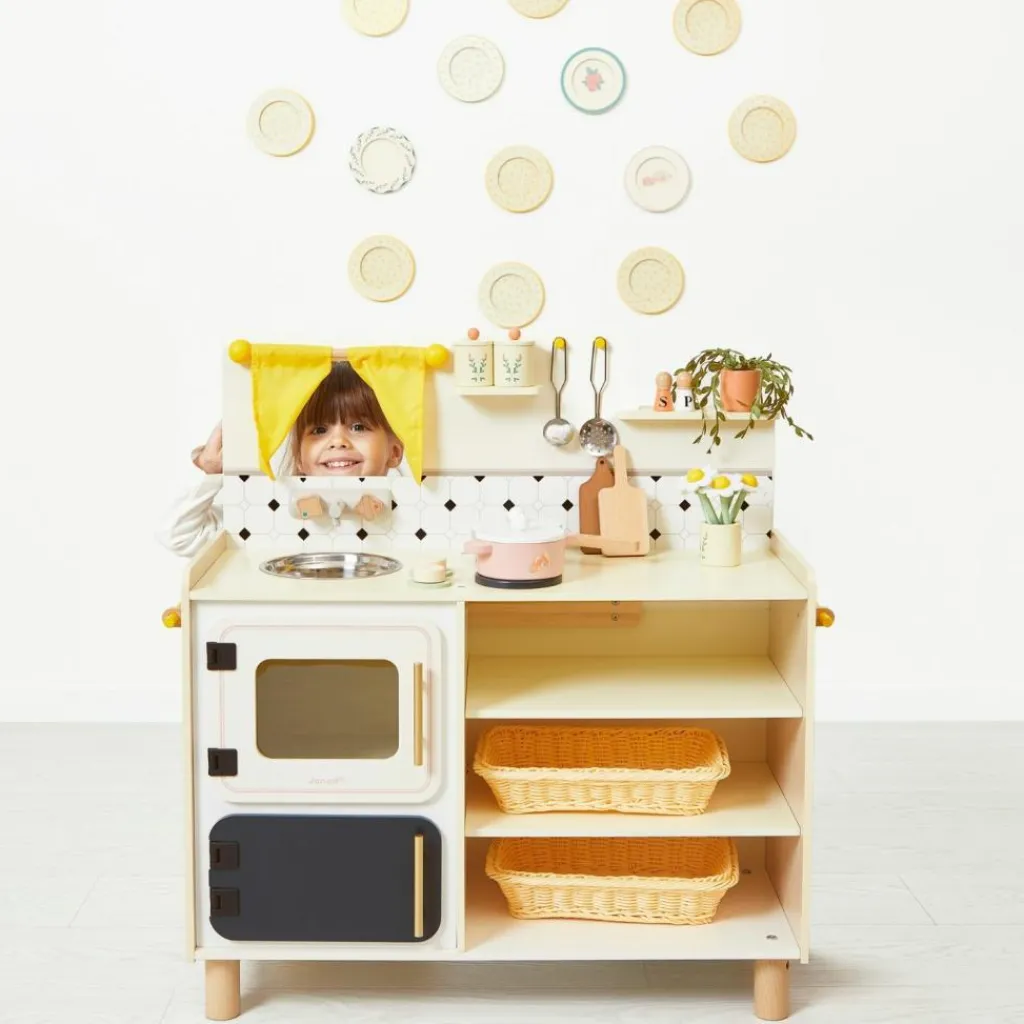 Enfant Janod Grande cuisine équipée en bois Mamie Soleil (16 pièces)