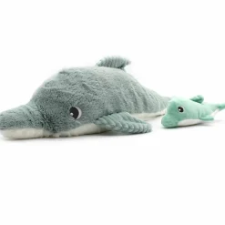 Les Déglingos Grande peluche Tofou le dauphin maman et bébé menthe (50 cm)