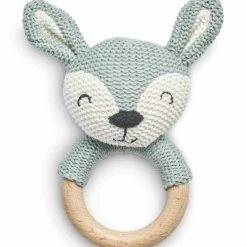 Jollein Hochet anneau de dentition biche en tricot vert cendre