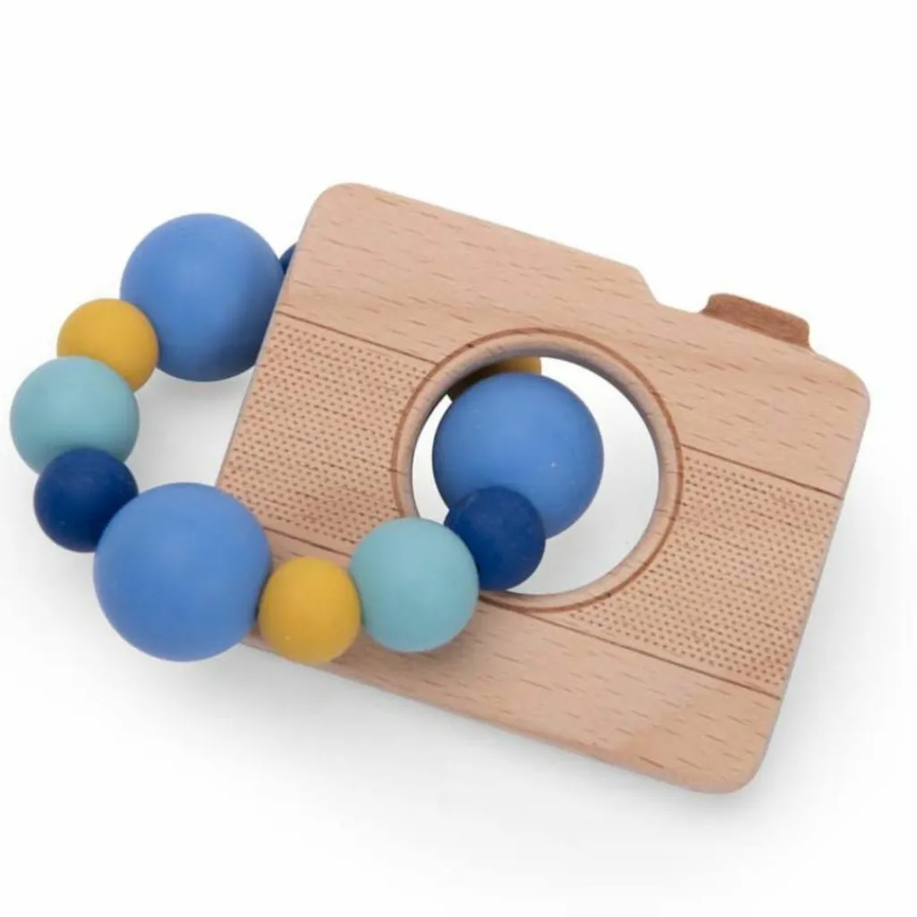 Online Hochet anneau de dentition bois et silicone appareil photo Puce et Pilou Jouet / Anneau De Dentition
