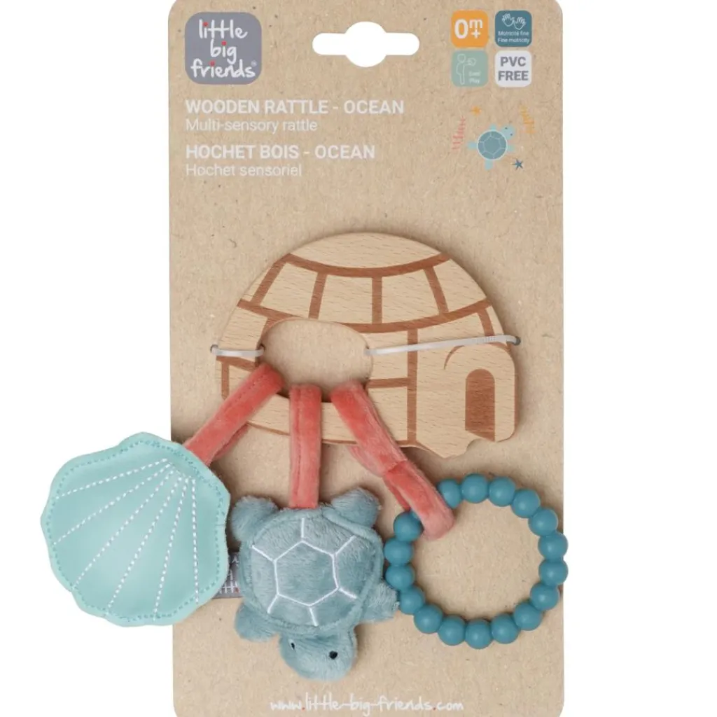 Little Big Friends Hochet en bois Océan