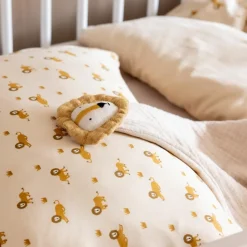 New Housse de couette + taie d'oreiller Lively Lion (100 x 140 cm) Parure De Lit Bébé