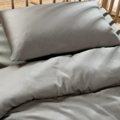 Online Housse de couette pur coton Gris tourterelle (100 x 140 cm) Housse De Couette Bébé