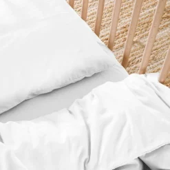 Outlet Housse de couette satin de coton bio Blanc craie (100 x 140 cm) Housse De Couette Bébé