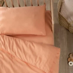Best Housse de couette Satin Peach (75 x 120 cm) Housse De Couette Bébé