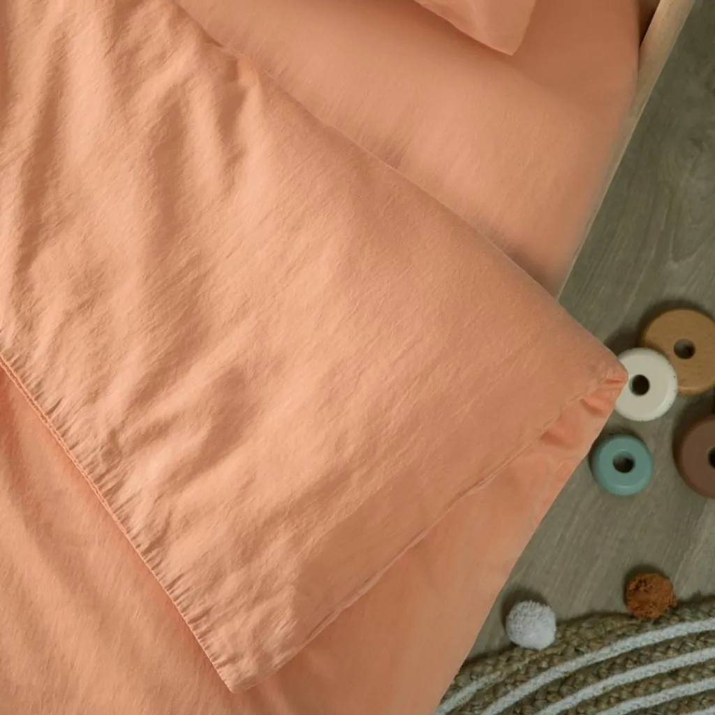 Best Housse de couette Satin Peach (75 x 120 cm) Housse De Couette Bébé