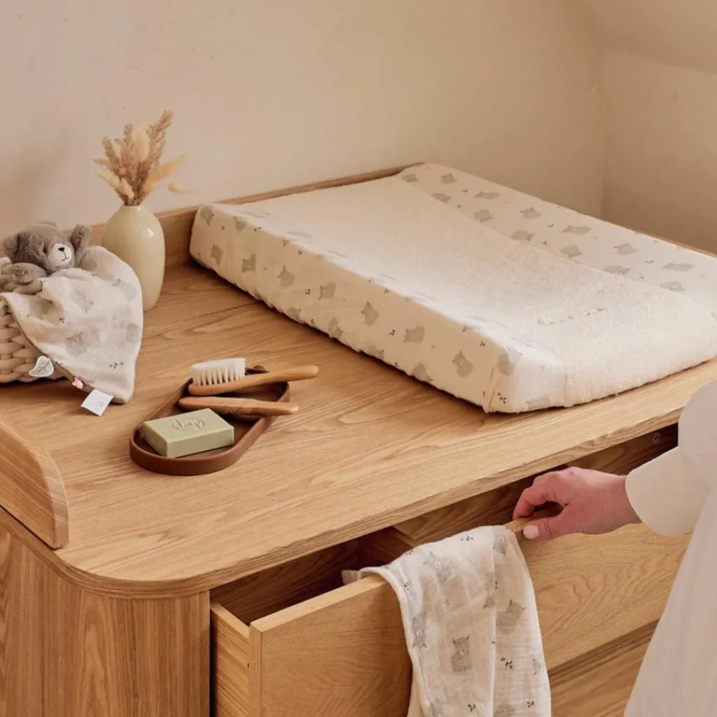 Noukie's Housse de matelas à langer en éponge écrue