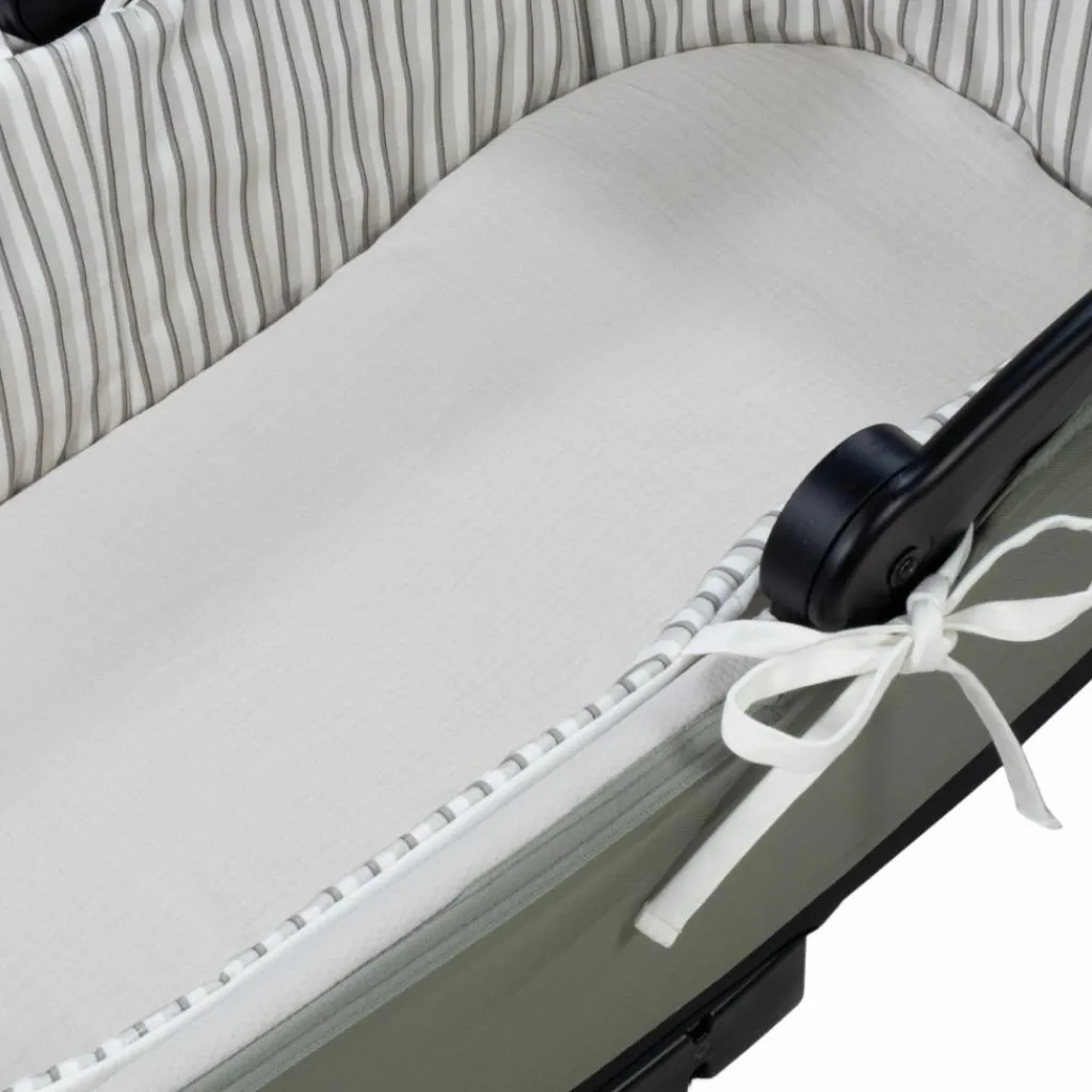 Walking Mum Housse de nacelle avec tiges + Drap-housse pour nacelle Botton Rayures