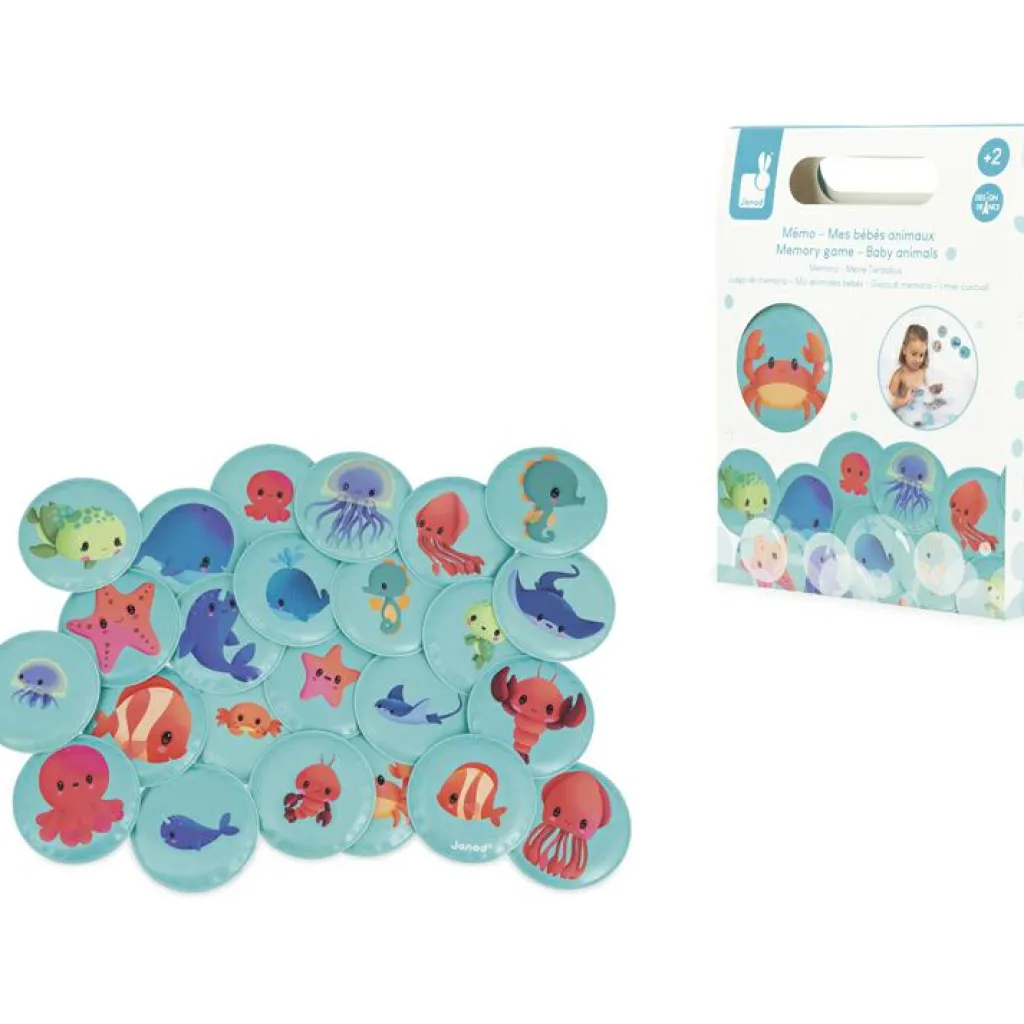 Janod Jeu de bain Memo mes bébés animaux (24 pièces)