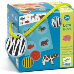 Djeco Jeu de loto Plumes & Poils (16 pièces)