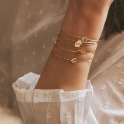 Best Jonc Madeleine en plaqué or jaune (personnalisable) Bracelet Maman